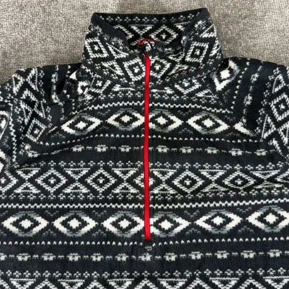 Eddie Bauer Black White Fleece 1/4 Zip Pullover Jacket Sweater Aztec Womens XL - Picture 4 of 9